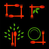 Set of logos for organic cuisine