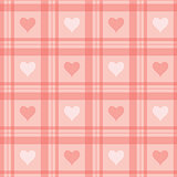 seamless background. Pink checkered wallpaper with hearts.