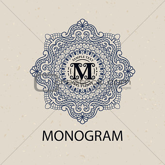 Vintage monogram frame template