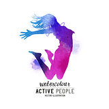 Watercolour Jumping Women Vector