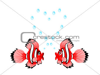 Fish Couple with Heart Bubbles