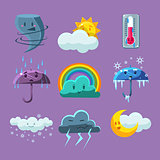 Cartoon Weather Icons Set