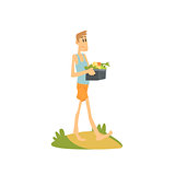 Skinny Farmer Carrying The Vegetables