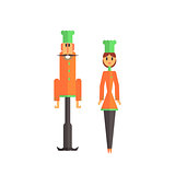 Two Cooks In Orange Uniform Icon