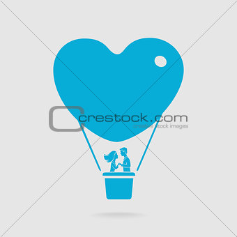 Couple on a balloon Vector Symbol