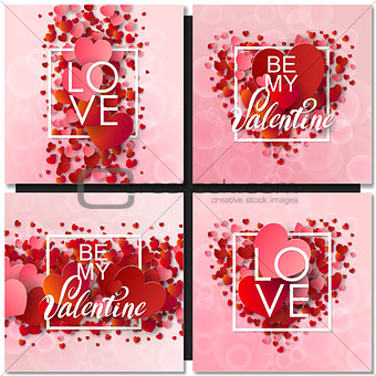 Set of Happy valentines day and weeding design cards