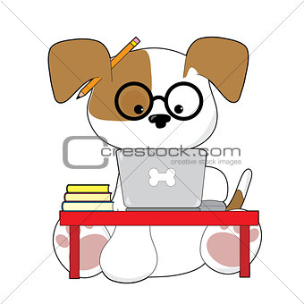 Cute Puppy and Laptop