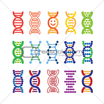 Set of colorful DNA icons.