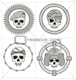 monochrome skull illustration 