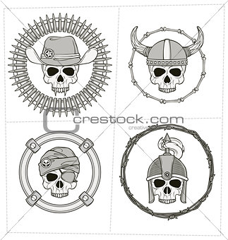 monochrome skull illustration 