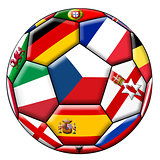 Soccer ball with various flags