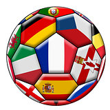 Soccer ball with various flags