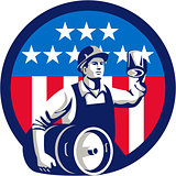 American Builder Beer Keg Flag Circle Retro
