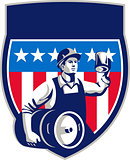 American Construction Worker Beer Keg Crest Retro