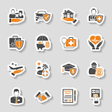 Insurance Icons Sticker Set