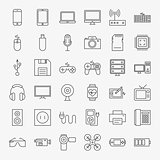 Gadgets and Devices Line Art Design Icons Big Set