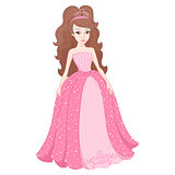 Magnificent princess in gentle pink dress with spangles