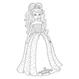 Magnificent princess in dress with spangles, coloring book