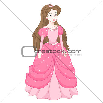 Gentle princess in pink dress with spangles