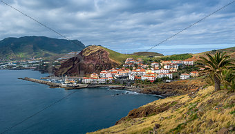 Canical town bay panoramic view, Madeira island.