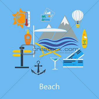Beach vacation flat design