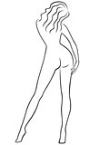 Abstract graceful female figure from the back