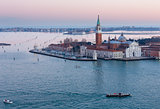Venice city (Italy) sunset view.