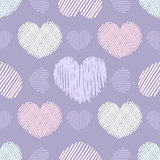 Doodle hearts seamless pattern