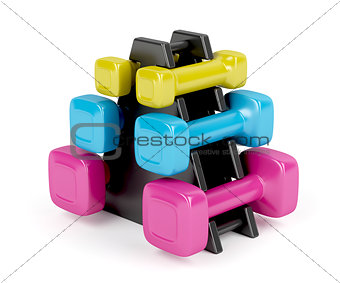 Rack with dumbbells
