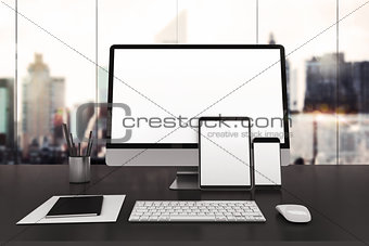 3D illustration of a modern computers