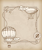 Vintage frame with air balloons