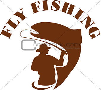Trout Fly Fishing Isolated Retro