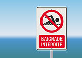 No swimming French sign