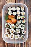 Sushi in a plastic box