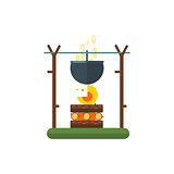 Cooking Pot On Fire Illustration