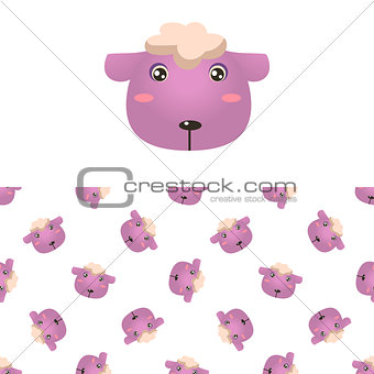 Sheep Head Icon And Pattern