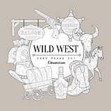 Wild West Set Vintage Sketch