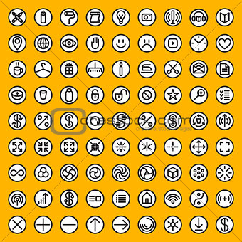 Set of Eighty Vector Minimalistic Line Geometric  Round Icons