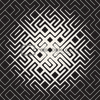 Vector Seamless Rounded Line Maze Irregular Pattern Halftone Circular Gradient