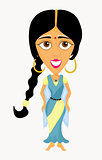 beautiful Indian girl in a blue. vector illustration