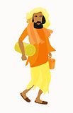 Indian Yogi man in the orange. vector illustration