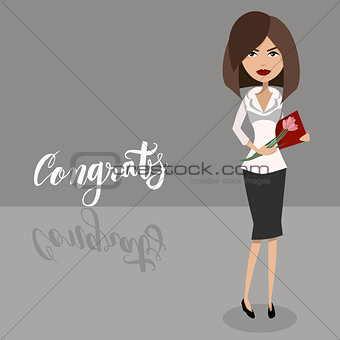 Vector cartoen character design of a secretary lady, businesswoman, boss, office worker.