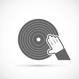 Hand scratching vinyl record icon