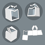 Box with Die Cut Template. Packing box For Food, Gift Or Other Products. On White Background Isolated. Ready For Your Design. Product Packing Vector EPS10.