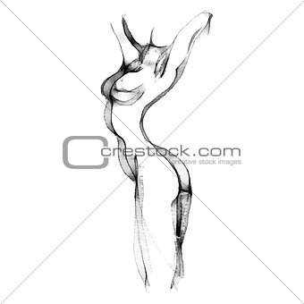 Silhouette of beautiful nude  woman vector illustration