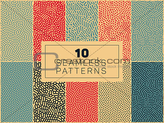 Set of Ten Vector Seamless Organic Rounded  Patterns