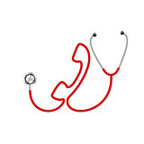 Stethoscope in shape of telephone in red design