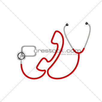 Stethoscope in shape of telephone in red design