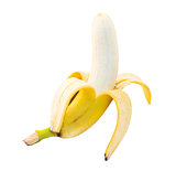 Fresh banana with an opened accurate peel