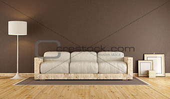 Living room with wooden sofa